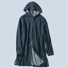 フード付きロングカーディガン