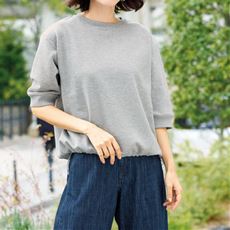裾ドロストラメプルオーバー