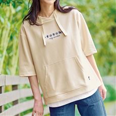 花とエルク刺しゅう重ね着風プルオーバー(moz)