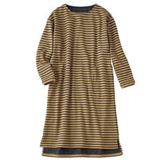 シャギー裏起毛のすっぽりボーダーワンピース(ルームワンピース)