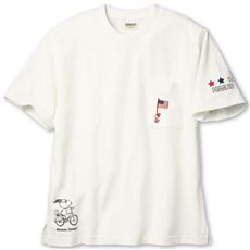 【男女兼用】綿100%ポケット付きTシャツ(SNOOPY)