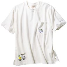 【男女兼用】綿100%ポケット付きTシャツ(SNOOPY)
