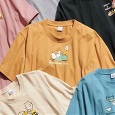 【男女兼用】綿100%プリント半袖Tシャツ(SNOOPY)