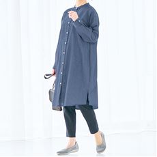 デニム調軽快ロングシャツ