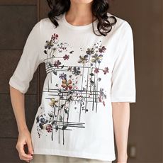 【日本製】京風手書きプリントTシャツ