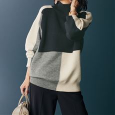 配色ブロッキングプルオーバー