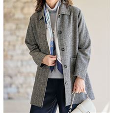 ヘリンボーン柄ロングジャケット