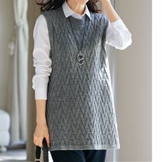 【日本製】変化編みチュニックベスト