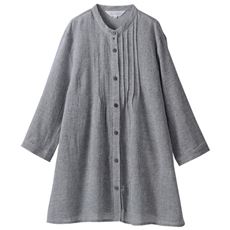 千鳥柄綿麻ピンタックブラウス