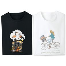 イラストプリントTシャツ2色組