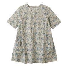 【日本製】花柄タックフレアチュニック
