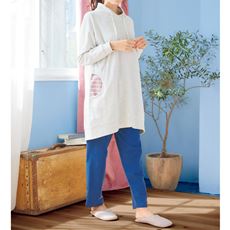ヘチマ衿のチュニック丈パジャマ(綿100%・ミニ裏毛)