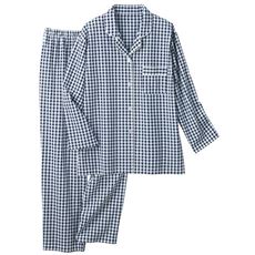 サラッと涼しいサッカー素材のシャツパジャマ(綿100%)