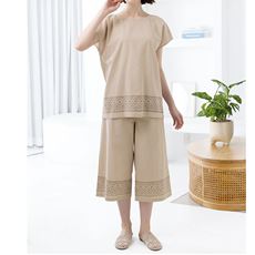 刺繍風プリントがかわいいルームウェア