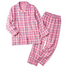 人気のチェック柄シャツパジャマ(綿100%)(二重ガーゼ)