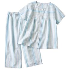 ベタつきにさよなら!夏に心地いい爽やか前開きサッカーパジャマ(綿100%)(半袖)