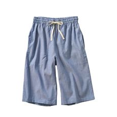 夏のコットン100%リラックスパンツ(ハーフ丈)