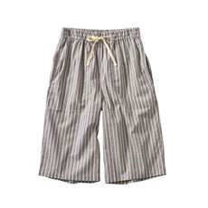 夏のコットン100%リラックスパンツ(ハーフ丈)