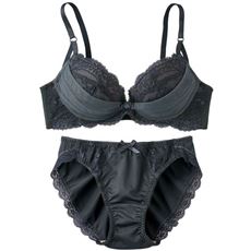 ブラジャー&ショーツペア(美胸が叶うダブルクロスブラ)(ソフトワイヤー入り・3/4カップ)