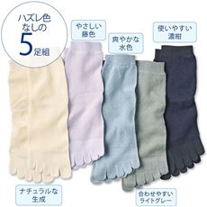 涼色メッシュ5本指ソックス・色違い5足組