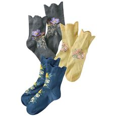 履き心地ゆったりソックス・色柄違い3足組