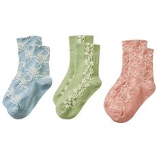 肌にやさしい靴下・色柄違い3足組(綿混・ゆったり履き口・日本製)