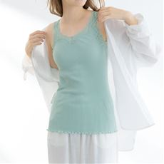 キャミソール(贅沢レースにやわらかな着心地の綿100%リブインナー)