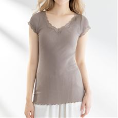 フレンチ袖インナー(贅沢レースにやわらかな着心地の綿100%リブインナー)