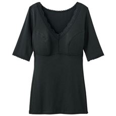 ソフトカップ付5分袖(綿100%素材)