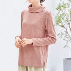 なめらかジャカード ネックデザインTシャツ(長袖)