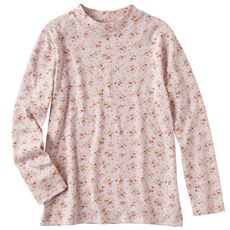 綿100%プチハイネック長袖Tシャツ