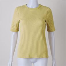 リブ5分袖Tシャツ(綿混ストレッチ)