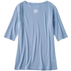 モチーフ付きボートネックTシャツ(5分袖)