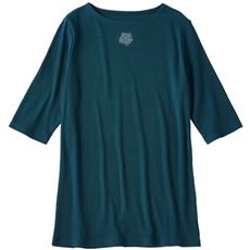 モチーフ付きボートネックTシャツ(5分袖)