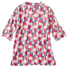 プリントプチハイネック5分袖Tシャツ(吸汗・速乾・接触冷感)