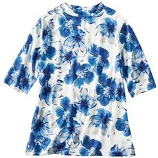 プリントプチハイネック5分袖Tシャツ(吸汗・速乾・接触冷感)
