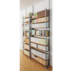 奥行選べる木製棚突っ張りスチール書棚