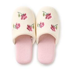 ふんわりトイレスリッパ(花刺繍)
