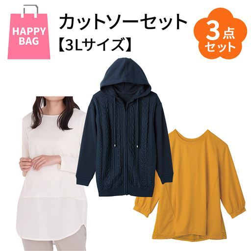 【レディース】 福袋【3Lサイズ】カットソー3点セット - セシール