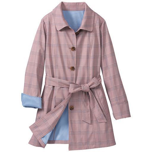 57%OFF【レディース大きいサイズ】 ステンカラーコート(花粉対策・選べる2レングス) - セシール ■カラー：チェックA ■サイズ：LL,3L,4L,5L,6L,L-ロング,LL-ロング,3L-ロング,4L-ロング,5L-ロング,6L-ロング