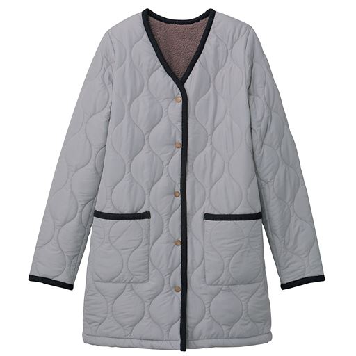 50%OFF【レディース大きいサイズ】 裏ボアキルティングノーカラーコート(手洗いOK) - セシール ■カラー：シルバーグレー ■サイズ：4L,5L