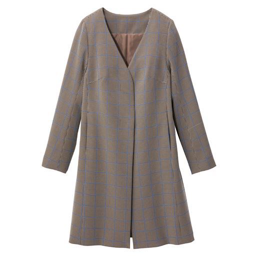 50%OFF【レディース大きいサイズ】 ノーカラーコート - セシール ■カラー：グレー系 ■サイズ：3L,4L,5L