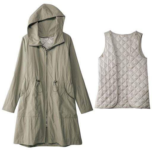 30%OFF【レディース】 トラベルコート(ライナー付) - セシール ■カラー：グレイッシュオリーブ ■サイズ：M,L,LL,3L
