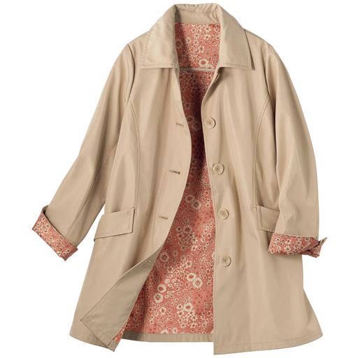 裏地が可愛いステンカラーコート セシール Cecile