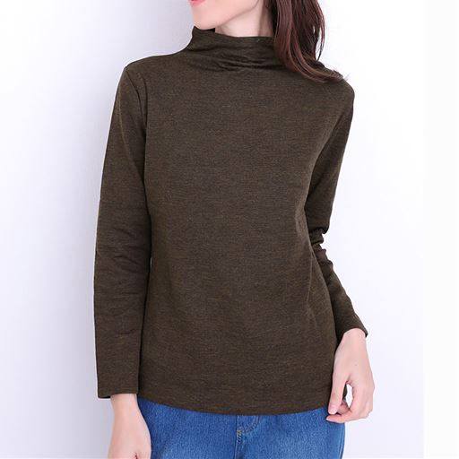 59%OFF【レディース】 接結ウール混Tシャツ(日本製) ■カラー：オリーブブラウン ■サイズ：S,M