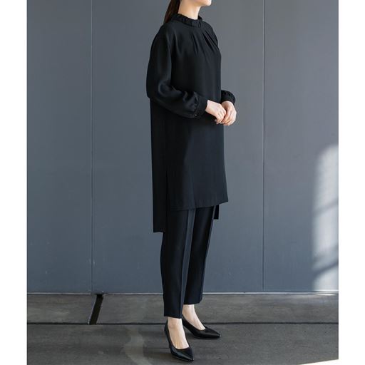 ブラックフォーマル セットアップスーツ チュニック パンツ 手洗いok ゆったりシルエット セシール Cecile