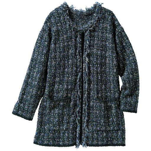 49%OFF【レディース大きいサイズ】 ニットツイードジャケット - セシール ■カラー：グレー系 ■サイズ：4L,5L