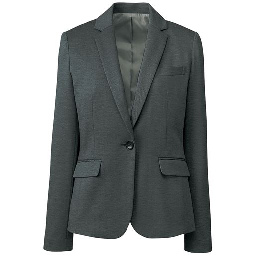 【レディース】 テーラードジャケット(事務服・カットソー素材)/スーツなのに動きやすい ■カラー：チャコールグレー ■サイズ：7AR,9AR,11AR,13AR,15ABR,17ABR,19ABR,21ABR