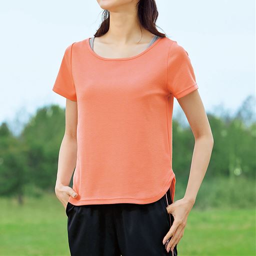 50%OFF【レディース】 バンセルTシャツ・タンクトップ2点セット(吸汗速乾・UVカット・抗菌防臭・接触冷感) ■カラー：ペールオレンジ ■サイズ：M,L,LL,3L