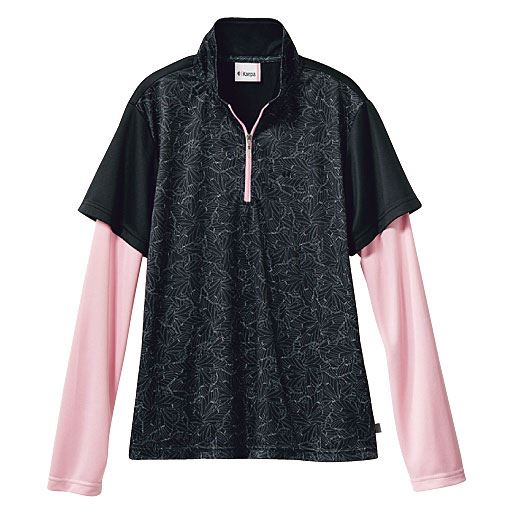 50%OFF【レディース】 フェイクレイヤードTシャツ(kaepa)(吸汗速乾・UVカット) - セシール ■カラー：ブラック ■サイズ：M